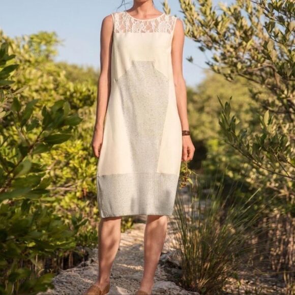 Sundance Sleeveless mixed media sheath boho dress medium - Picture 1 of 4